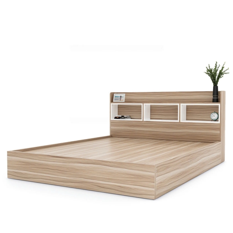  Giường Ngủ Gỗ Hiện Đại Kèm Ngăn Trang Trí - GN26