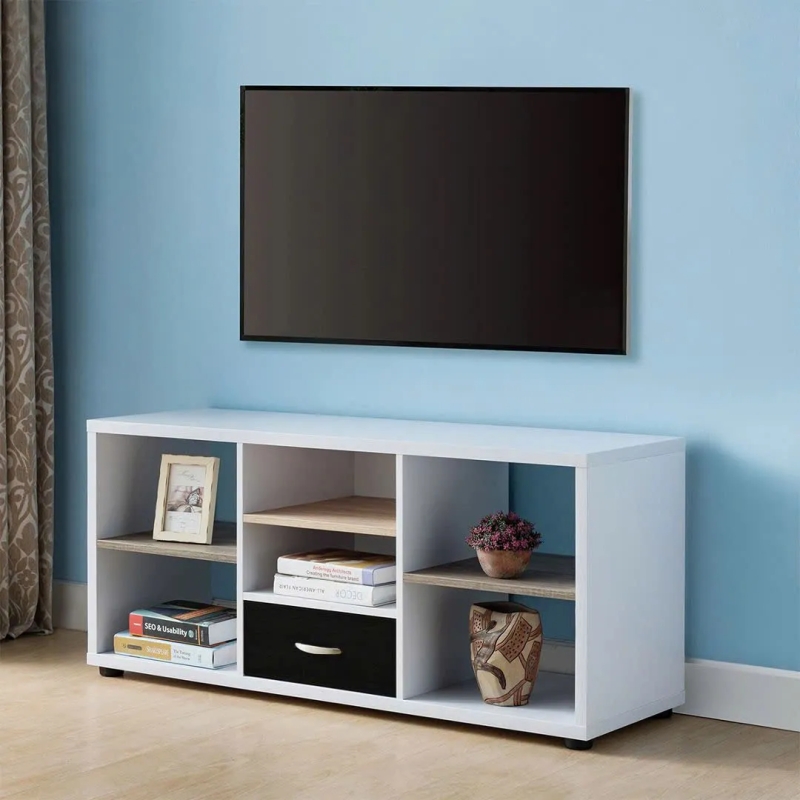 Kệ Tivi Gỗ 3 Ngăn Kệ Có Hộc Kéo Trung Tâm - KTV23