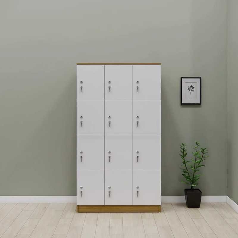Tủ Để Đồ Cá Nhân 12 Ngăn Gỗ MDF Cho Văn Phòng & Spa - TLK89