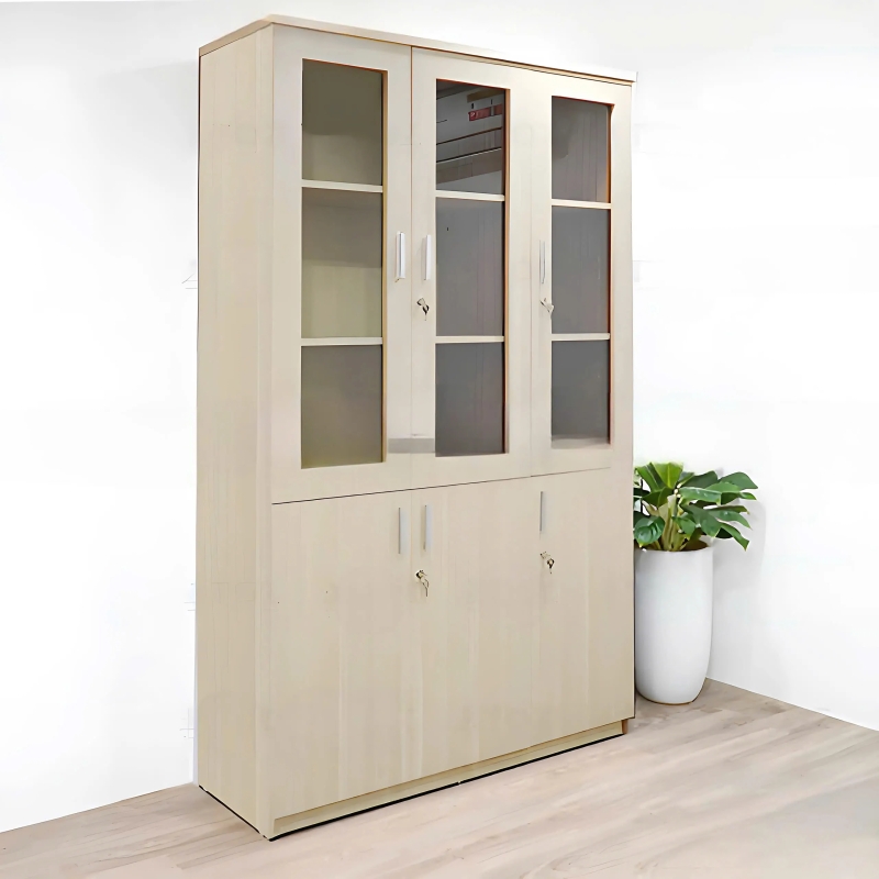 Tủ Tài Liệu Gỗ 3 Cánh Kính Văn Phòng - THS305