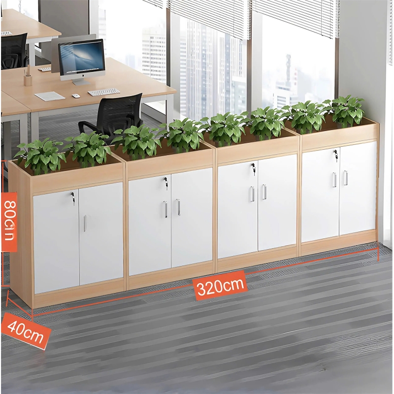 Tủ Tài Liệu Gỗ Để Cây Xanh Trưng Bày - THS258