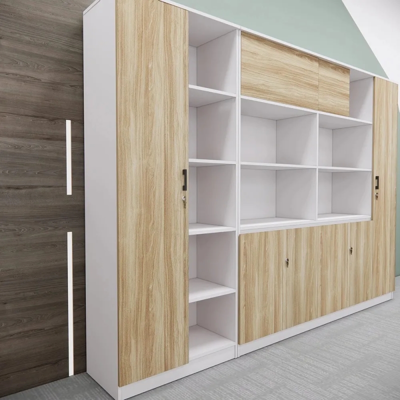 Tủ Hồ Sơ Đối Xứng Tích Hợp Cánh Lùa Và Kệ Trang Trí - THS408