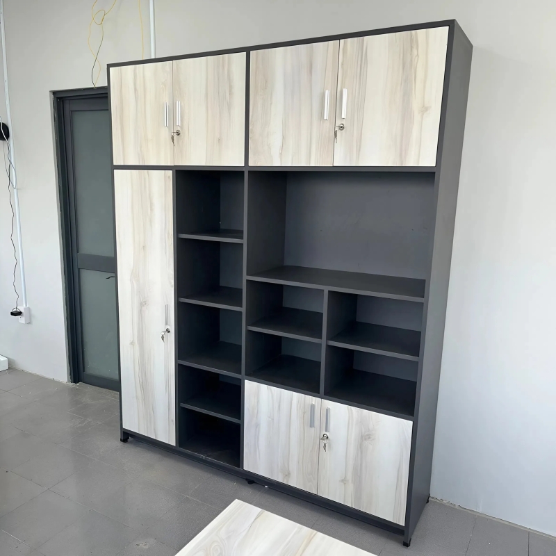 Tủ Hồ Sơ Gỗ MDF 5 Cánh Mở Tích Hợp Ô Trống Decor - THS346