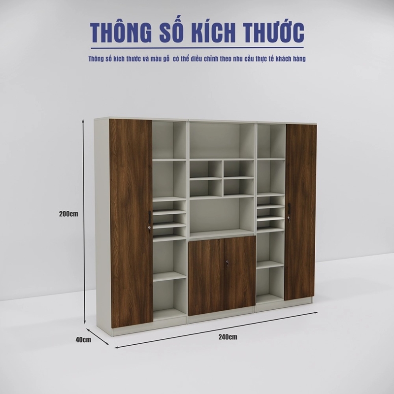 Tủ Hồ Sơ Lãnh Đạo Thiết Kế Phân Ô Đối Xứng Hiện Đại - THS392