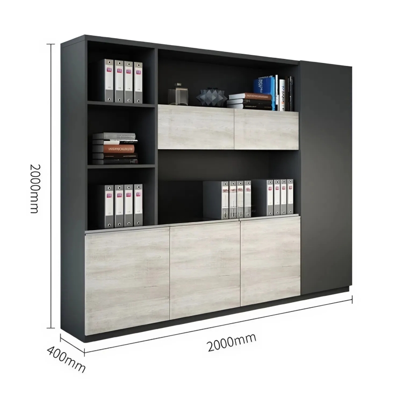 Tủ Hồ Sơ Thiết Kế Cánh Lửng Kết Hợp Khoang Trưng Bày - THS338