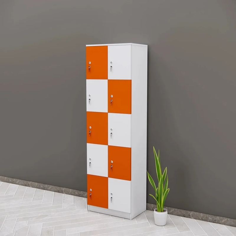 Tủ Locker 10 Ngăn Gỗ MDF Phủ Melamine Chống Trầy – TLK92