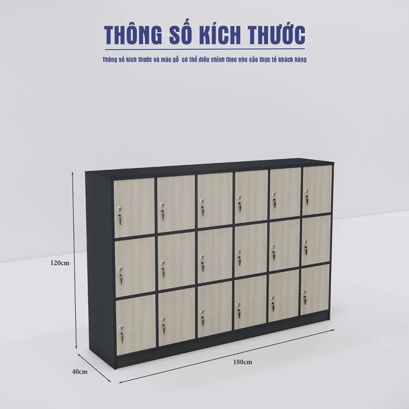 Tủ Locker 18 Ngăn Thiết Kế 3 Hàng 6 Cột - TLK85
