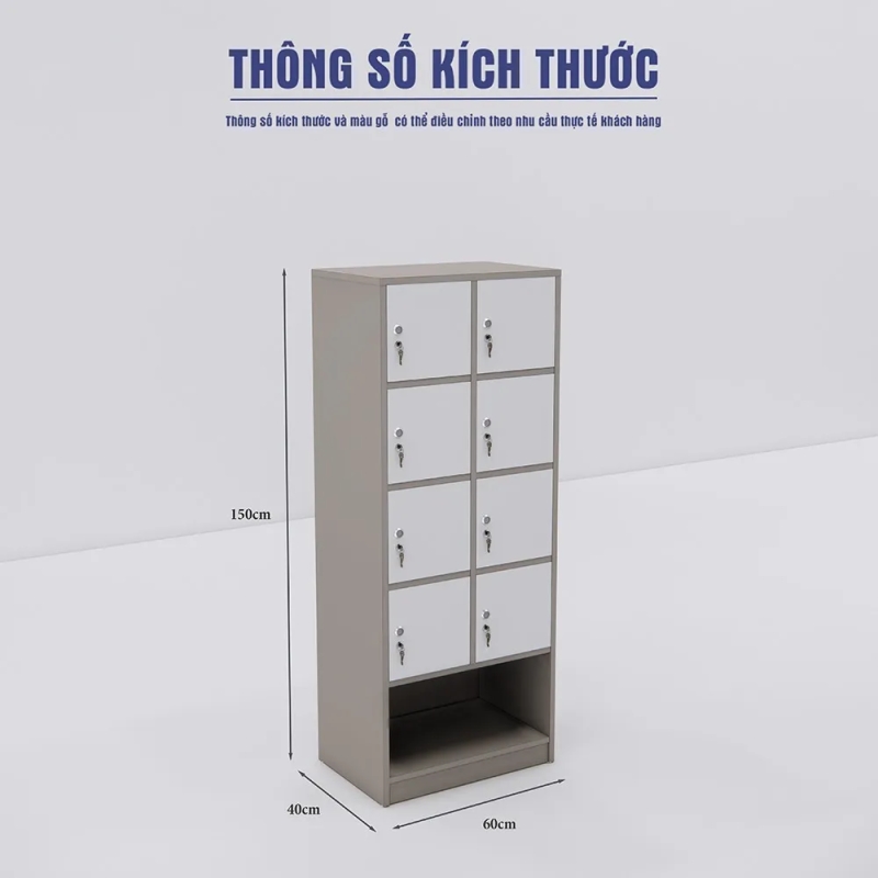 Tủ Locker Cá Nhân 8 Ô Có Kệ Để Giày Dép - TLK83