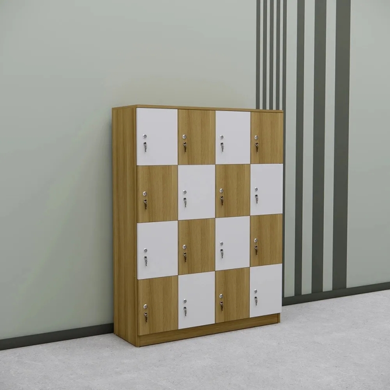 Tủ Locker Gỗ 16 Ngăn Thiết Kế Caro Độc Đáo - TLK88