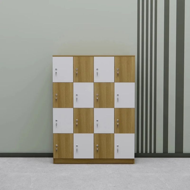 Tủ Locker Gỗ 16 Ngăn Thiết Kế Caro Độc Đáo - TLK88