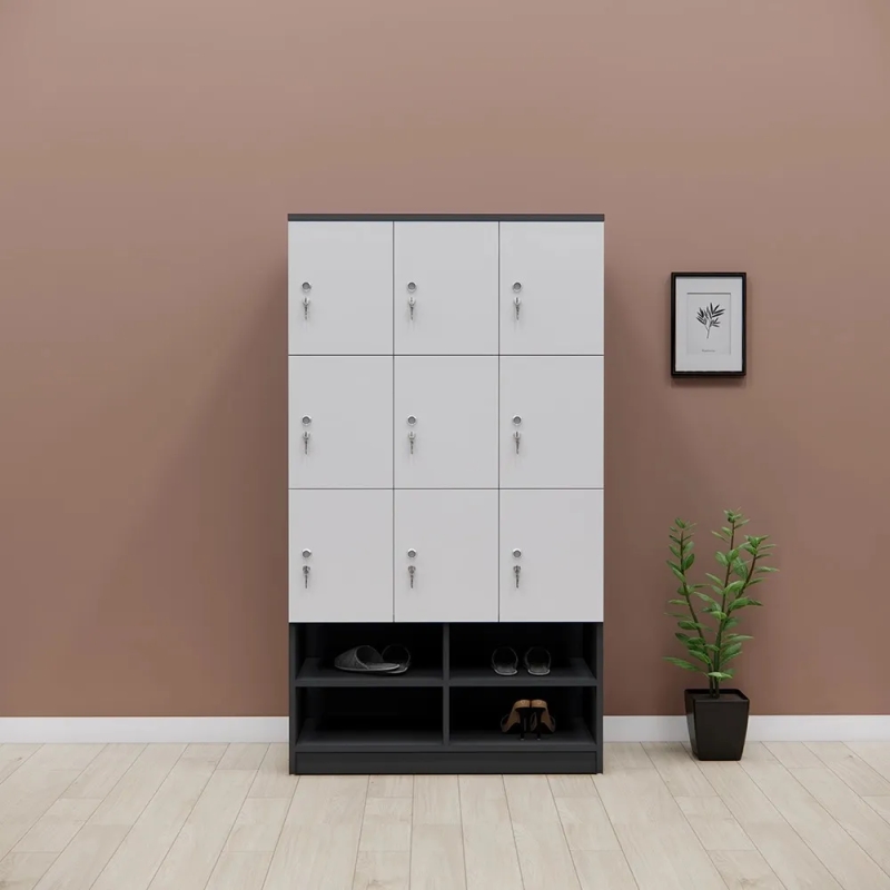 Tủ Locker Gỗ 9 Ngăn Tích Hợp Kệ Để Giày Dép - TLK82