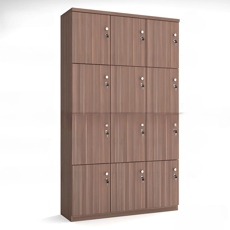 Tủ Locker 12 Cánh Màu Nâu Vân Gỗ - TLK73