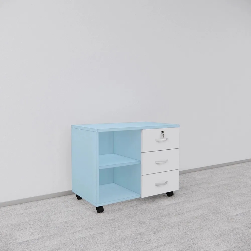 Tủ Phụ Di Động 3 Ngăn Kéo Phối Màu Xanh Trắng - TP60
