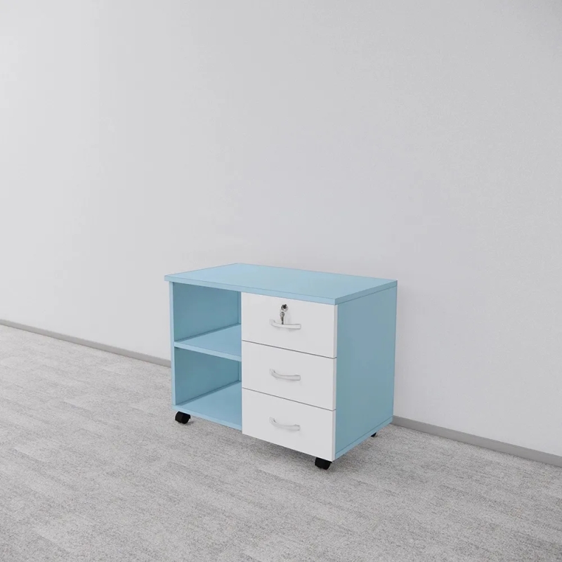 Tủ Phụ Di Động 3 Ngăn Kéo Phối Màu Xanh Trắng - TP60