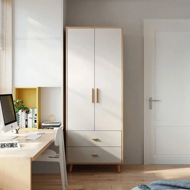 Tủ Quần Áo Gỗ 2 Cánh Có 2 Ngăn Kéo Tiện Lợi - TQA25