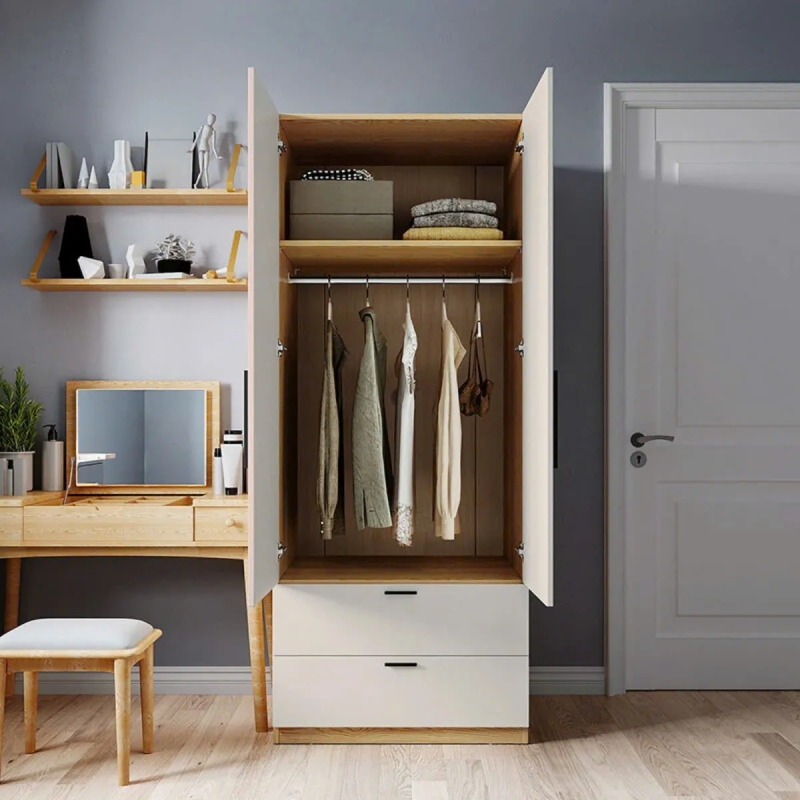 Tủ Quần Áo Gỗ 2 Cánh Và 2 Ngăn Kéo Sang Trọng - TQA28