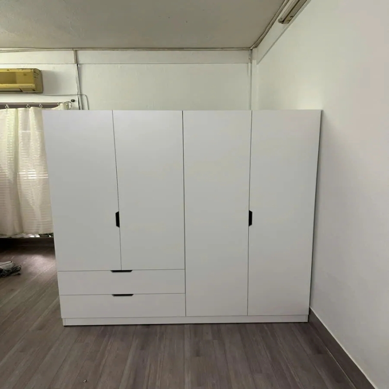 Tủ Quần Áo Gỗ 4 Cánh Kèm 2 Ngăn Kéo Tiện Lợi - TQA43