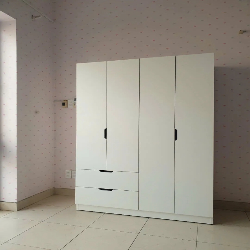 Tủ Quần Áo Gỗ 4 Cánh Kèm 2 Ngăn Kéo Tiện Lợi - TQA43