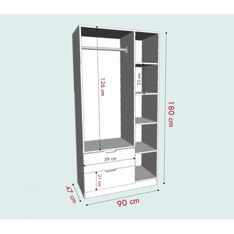 Tủ Quần Áo Gỗ Kèm Kệ Và Ngăn Kéo Đa Năng - TQA42