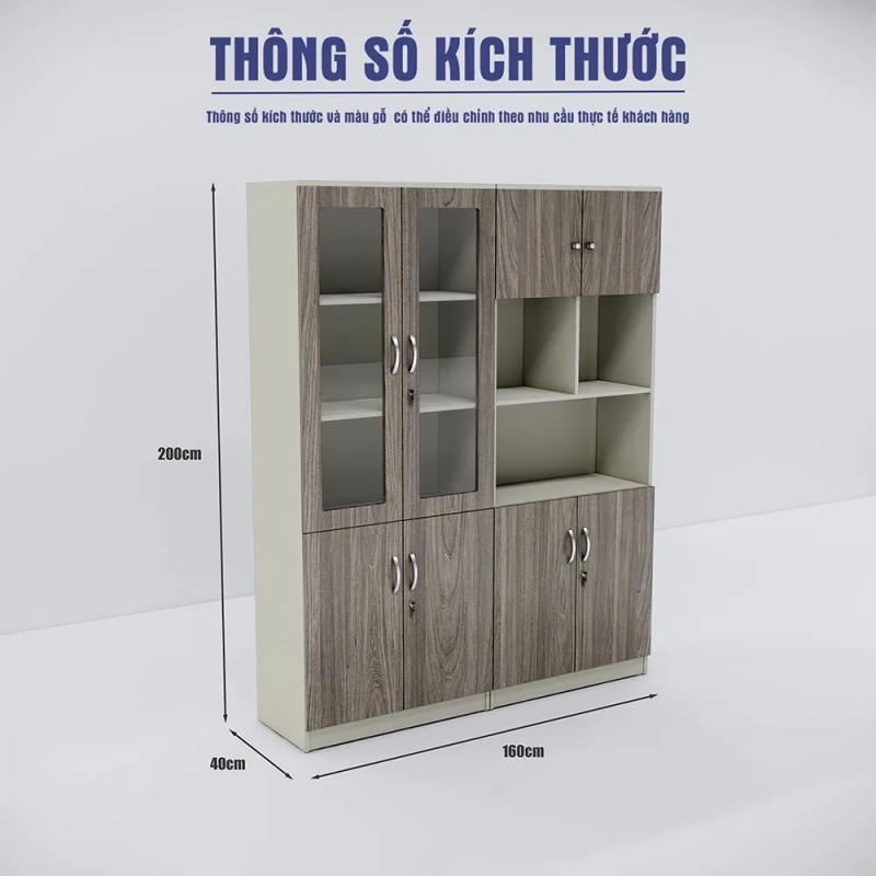 Tủ Tài Liệu 4 Cánh Tích Hợp Khoang Trưng Bày Đa Năng - THS420