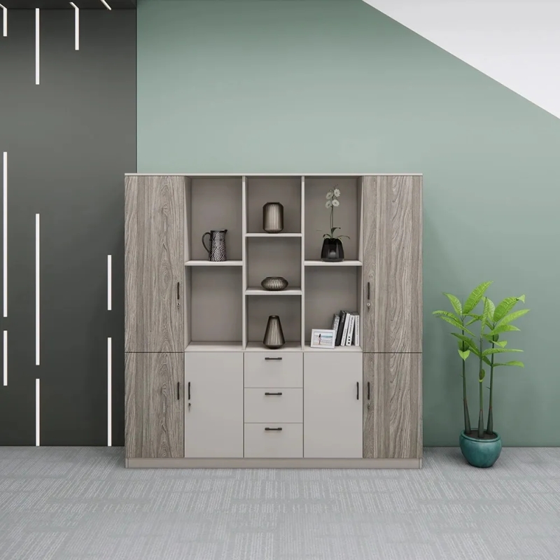 Tủ Văn Phòng Cao Cấp Hệ Cánh Gỗ Và Ngăn Kéo Giữa - THS399