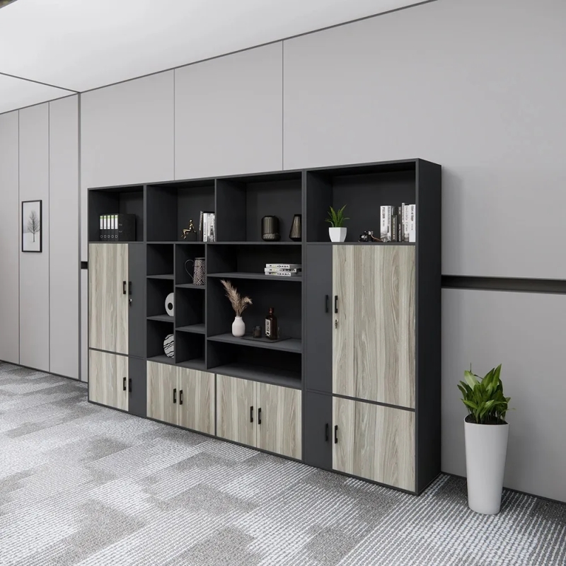 Tủ Tài Liệu Hiện Đại Tích Hợp Kệ Trang Trí Trung Tâm - THS403