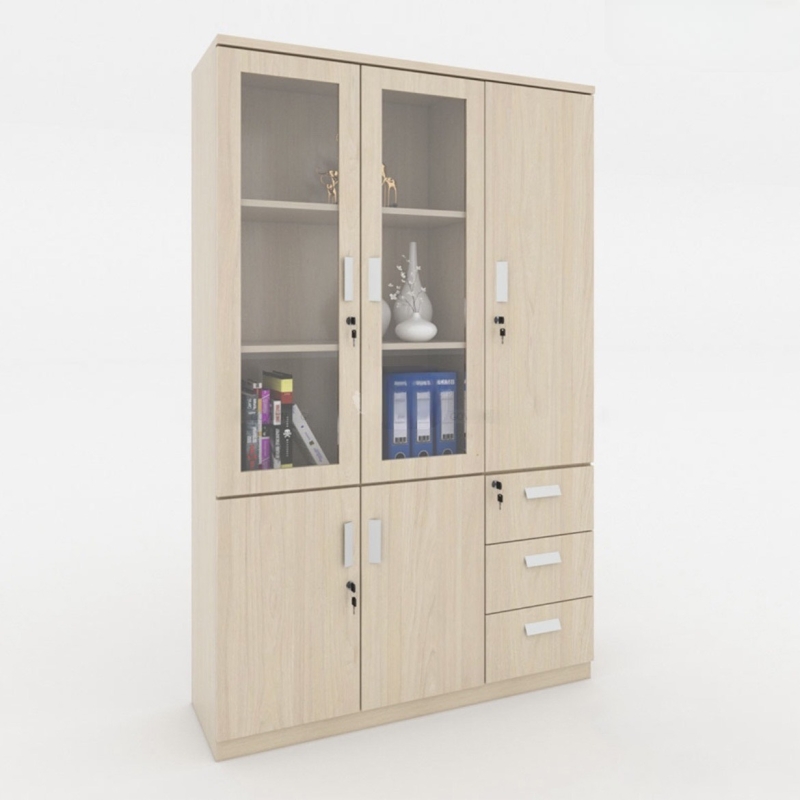 Tủ Tài Liệu Gỗ 2 Cánh Kính 1 Cánh Gỗ - THS12