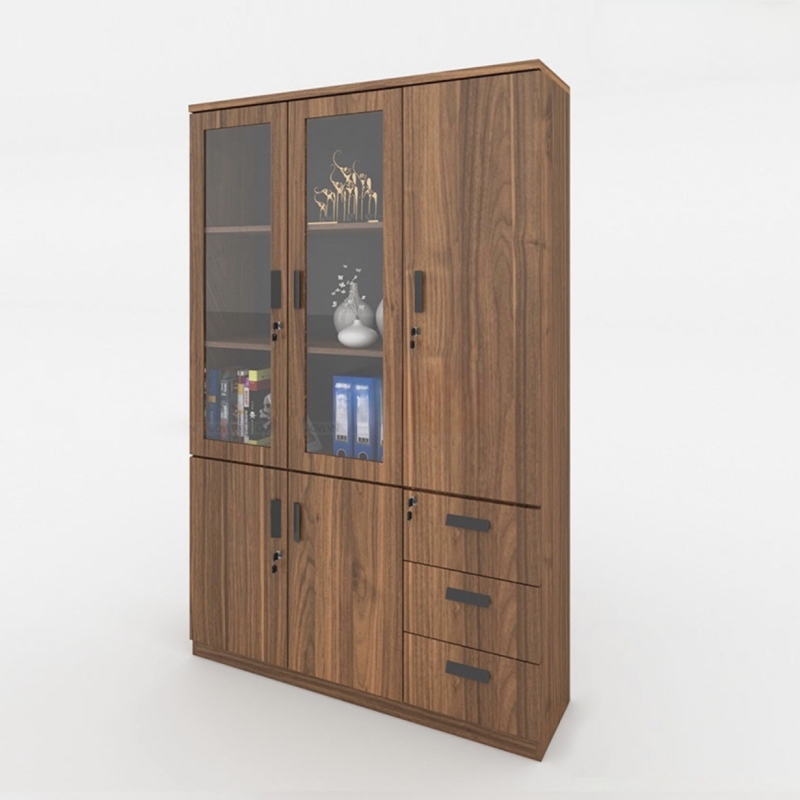 Tủ Tài Liệu Gỗ 2 Cánh Kính 1 Cánh Gỗ - THS12