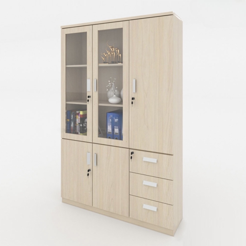Tủ Tài Liệu Gỗ 2 Cánh Kính 1 Cánh Gỗ - THS12