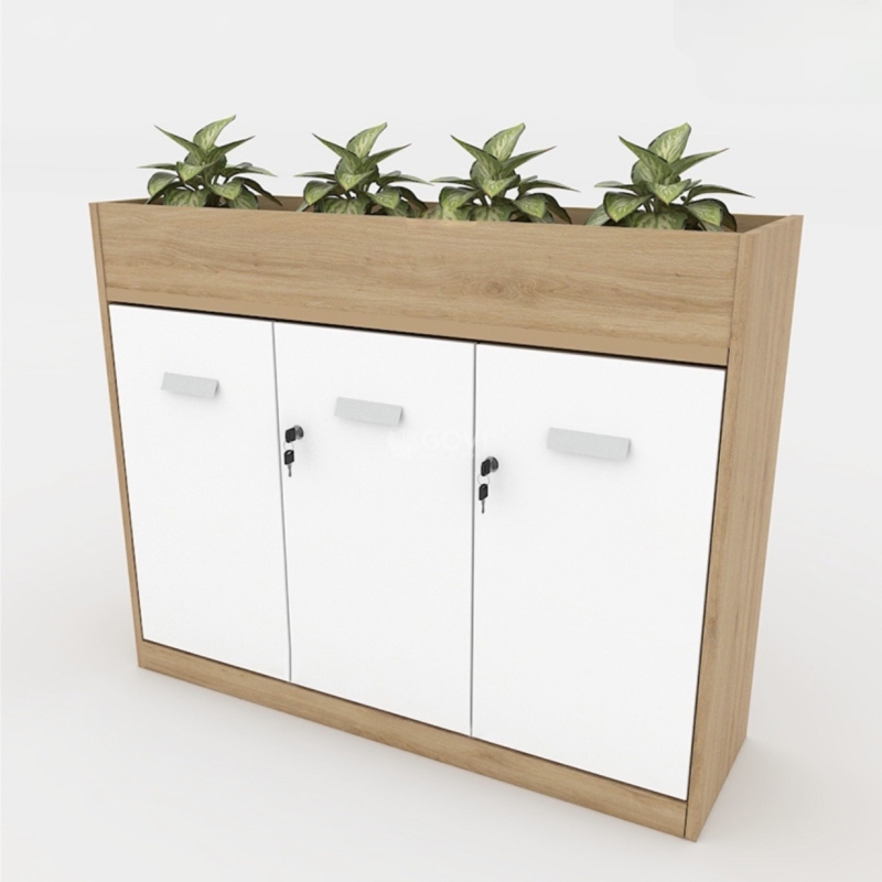 Tủ Tài Liệu Gỗ Trang Trí  Cây Xanh Hiện Đại - THS155