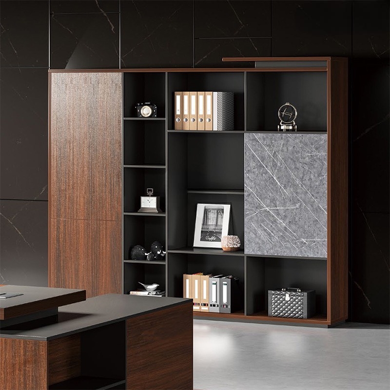 Tủ Tài Liệu Gỗ Tích Hợp Trưng Bày Hiện Đại - THS178