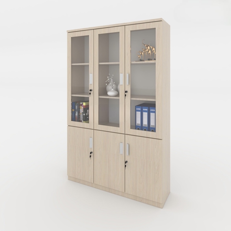 Tủ Tài Liệu Gỗ 3 Cánh Kính  - THS11