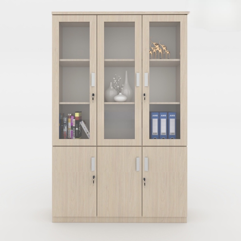 Tủ Tài Liệu Gỗ 3 Cánh Kính  - THS11