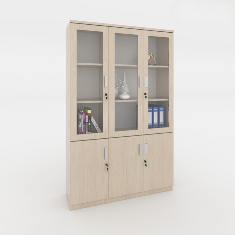 Tủ Tài Liệu Gỗ 3 Cánh Kính  - THS11