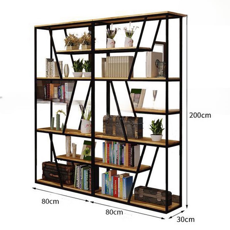 Tủ Tài Liệu Gỗ Liền Kệ Khung Sắt Hiện Đại - THS204