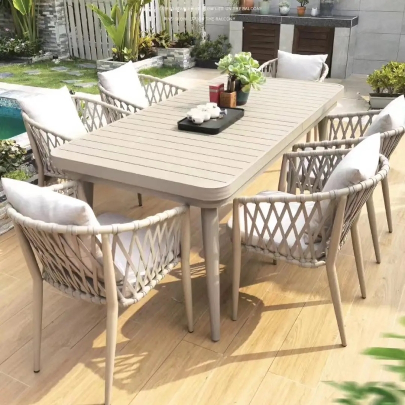 Ghế Sân Vườn Ngoài Trời Khung Nhôm Đan Lưới Nệm Vải - SV19