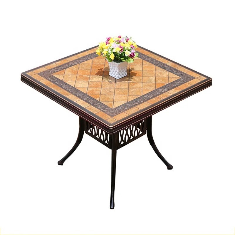 Bàn Sân Vườn Ngoài Trời Mặt Gốm Nhôm - SV51