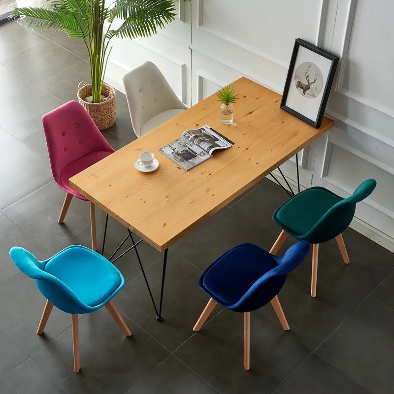 Ghế Cafe Tiếp Khách Eames Bọc Vải Chân Gỗ Sồi - CF48
