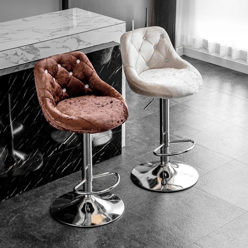 Ghế Bar Lưng Nệm Đính Cúc Chân Mạ - QB15