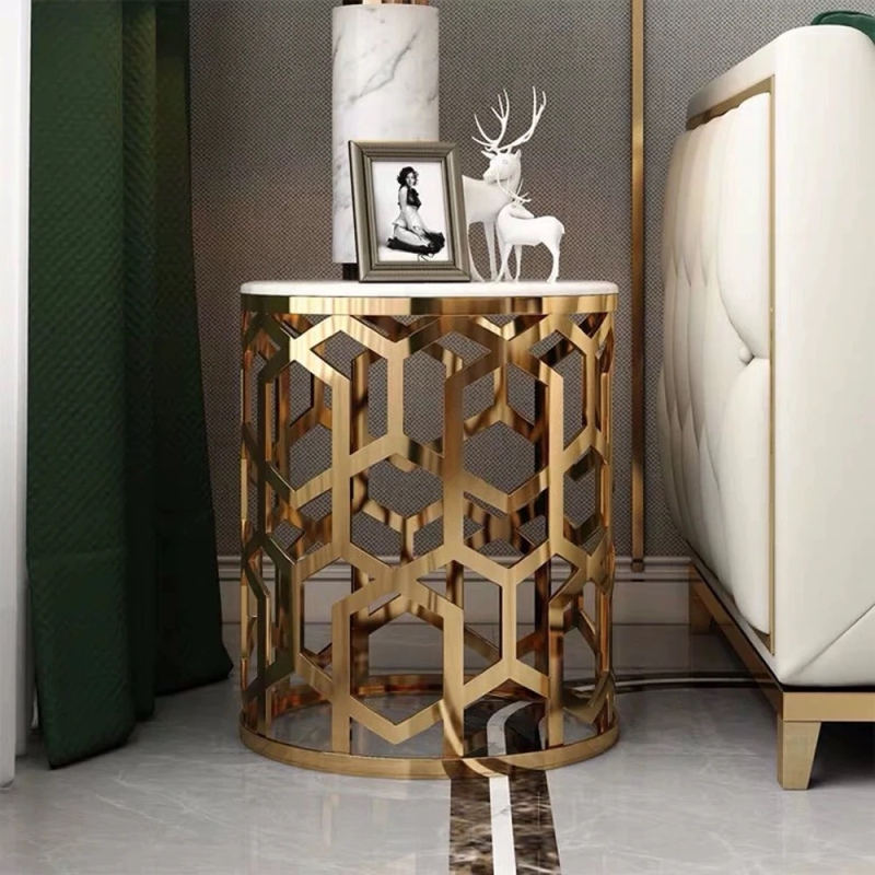 Bàn Trà Sofa Mặt Kính Chân Mạ Vàng - BT12