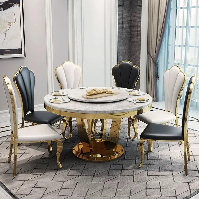 Ghế Ăn Hoa Mai Bọc Da Chân Vàng - GA7