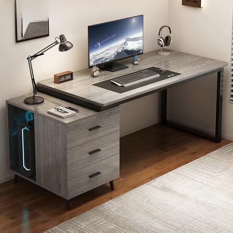 Bàn Làm Việc Gỗ Hộc Tủ Chân Sắt - BLV49