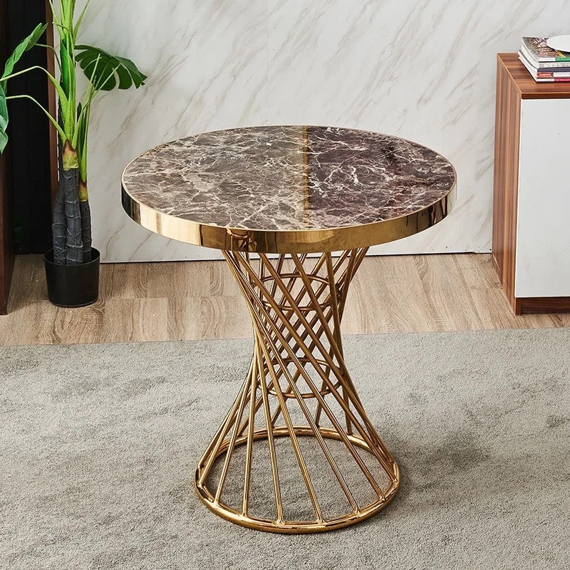 Bàn Trà Sofa Chân Xoắn Mạ Vàng - BT18