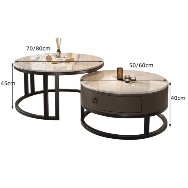 Bàn Trà Sofa Mặt Đá PARADO Chân Sắt Sơn Tĩnh Điện - BT20