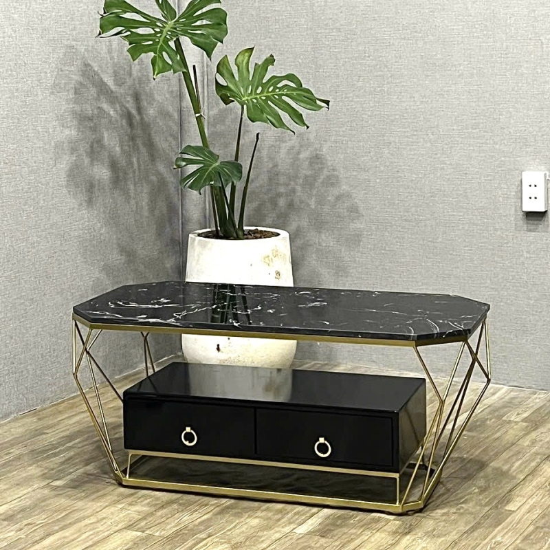 Bàn Trà Sofa Hộc Kéo Chân Mạ Vàng - BT22