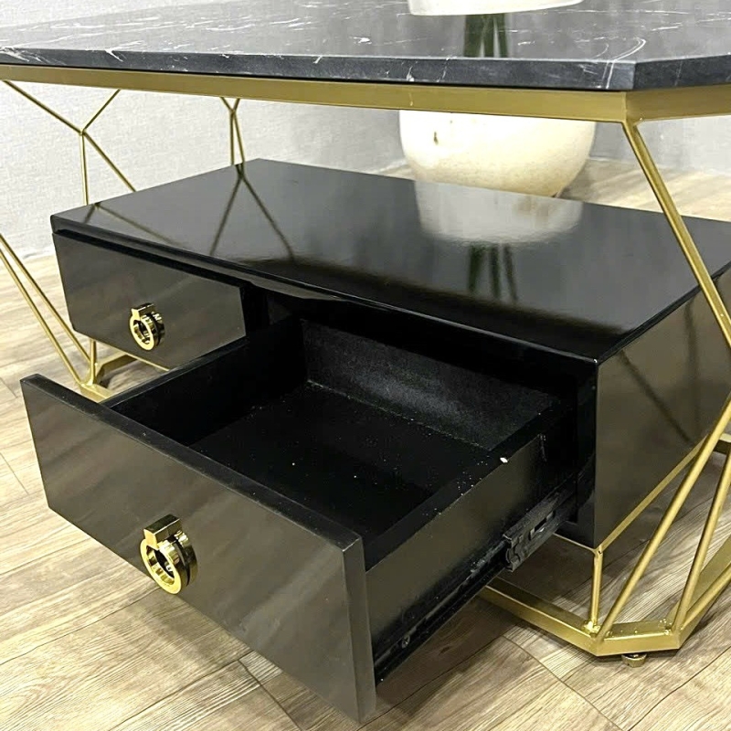Bàn Trà Sofa Hộc Kéo Chân Mạ Vàng - BT22