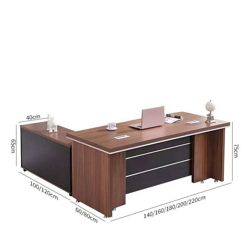 Bàn Giám Đốc Góc L Viền Sọc 1m6x80 - BGĐ70