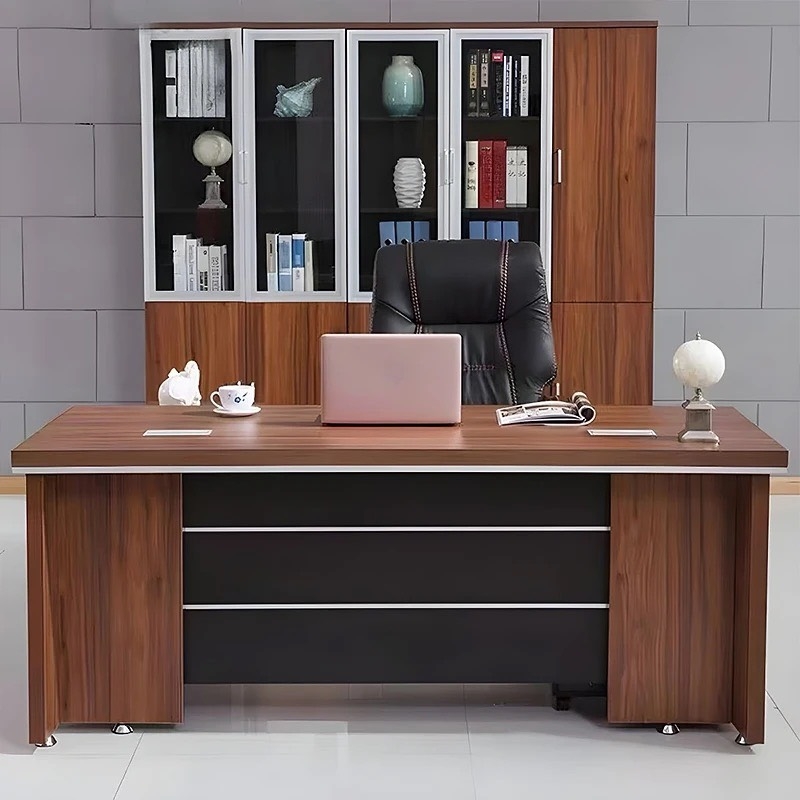 Bàn Giám Đốc Góc L Viền Sọc 1m6x80 - BGĐ70