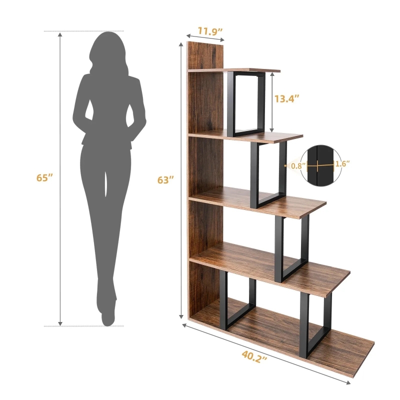 Tủ Tài Liệu Gỗ Kệ Góc Tường Hình Bậc Thang - THS228