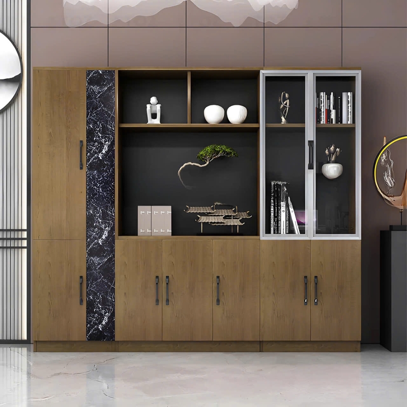 Tủ Tài Liệu Gỗ Tích Hợp Kệ Trang Trí - THS247